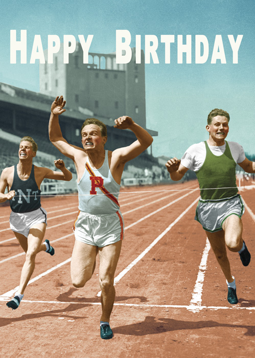 Happy Birthday Sprinters Greeting Card by Max Hernn